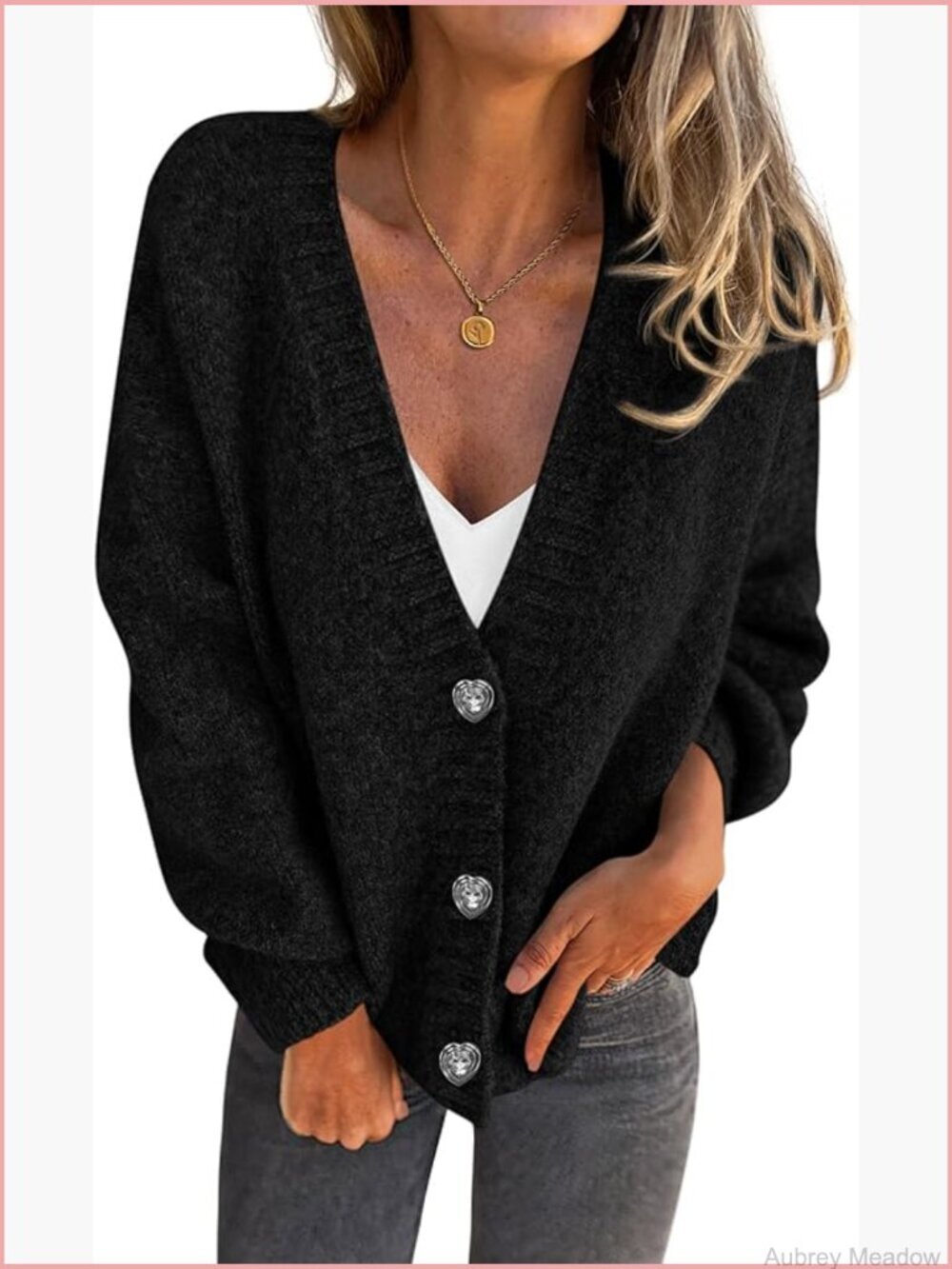 Oversized Chunky Knit V-Neck Button Down Cardigan Sweater